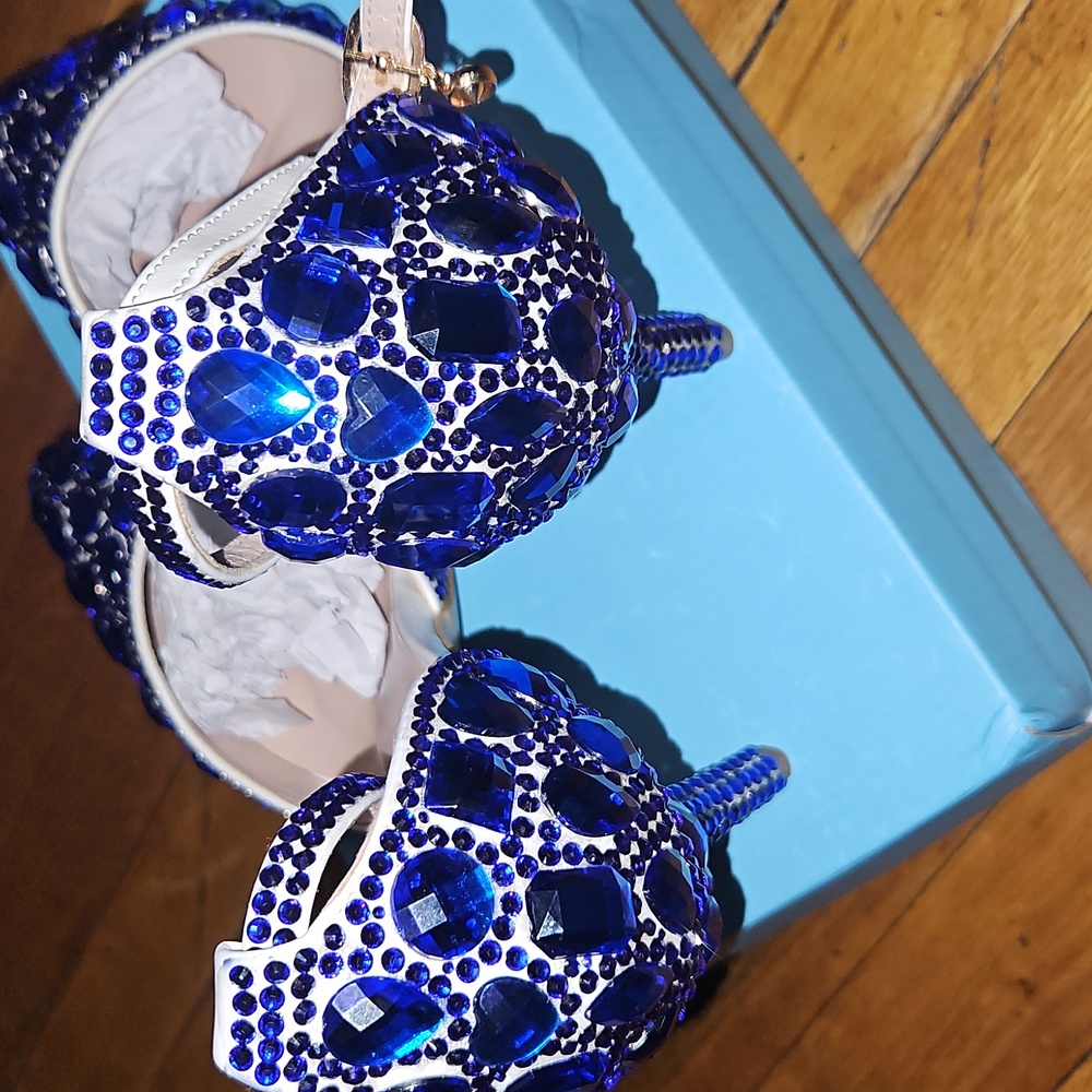 Blue Embellished Heels - Picture 3 of 10